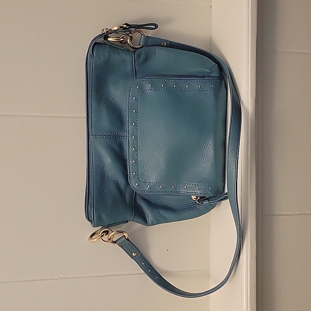 Stone Mountain Accessories Blue Leather Crossbody Bag